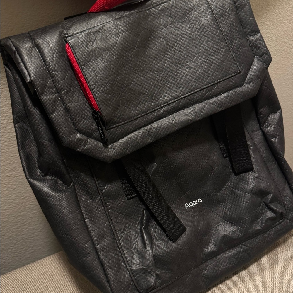 Black Backpack with Red Accents